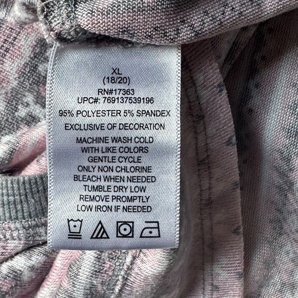 Cuddl Duds Brushed Knit Pajama Sleep Top Pink Gray Fair Isle Print Size XL - Picture 7 of 12